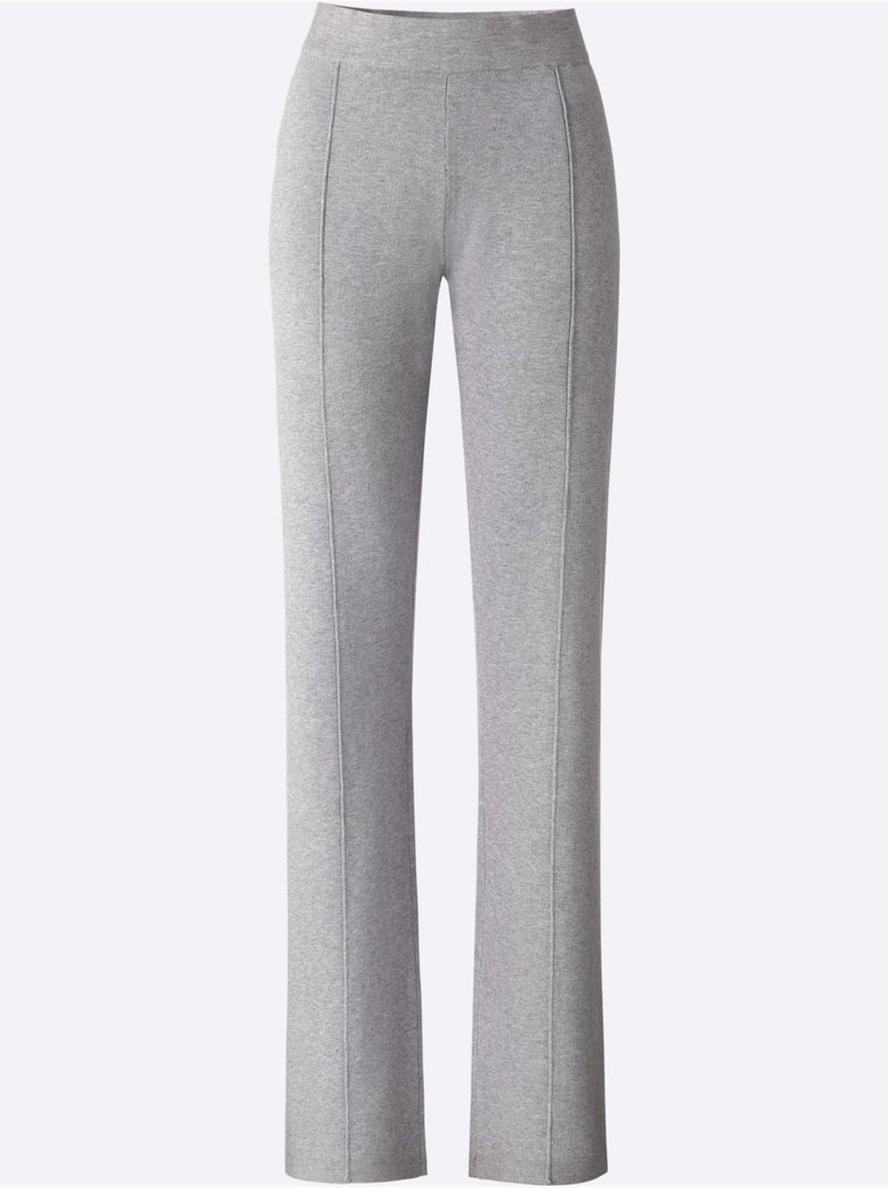 Pantalon en tricot nervures affinantes - taille standard - helline Gris chiné - Kiabi