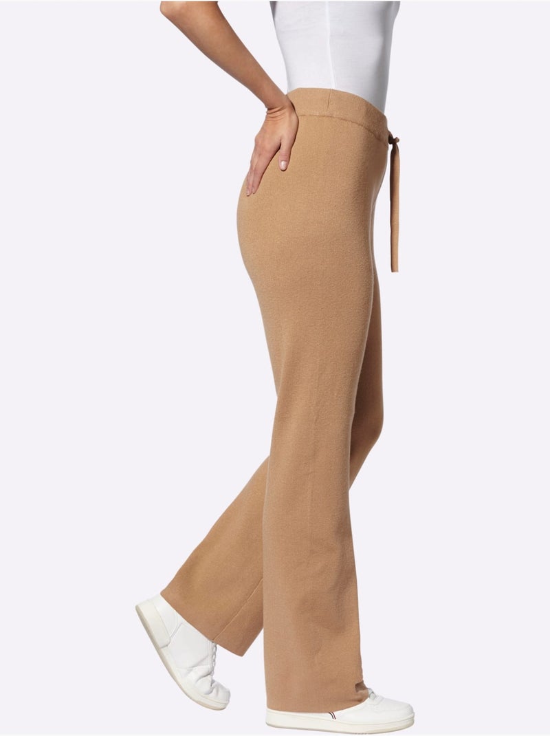 Pantalon En Tricot Pantalon En Jersey - Taille Standard - helline Marron - Kiabi