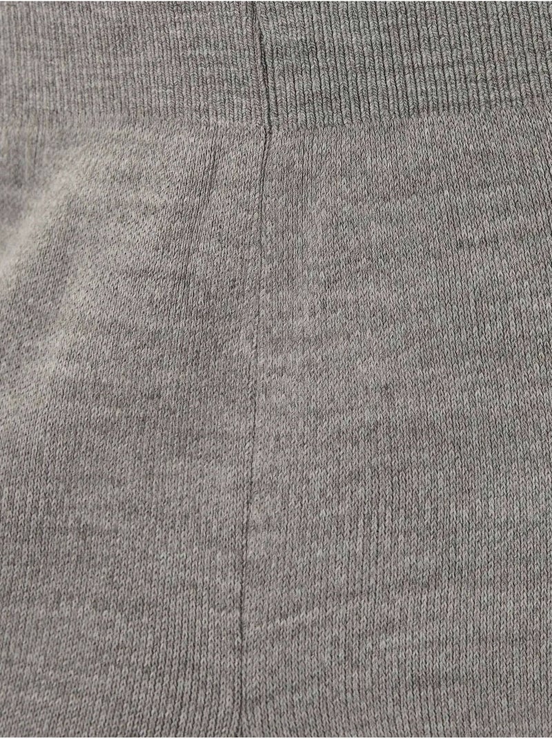 Pantalon en tricot taille haute à jambes larges Gris - Kiabi