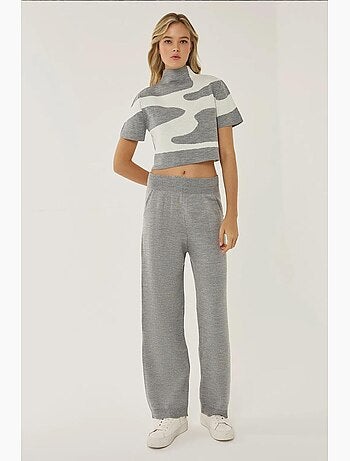 Pantalon en tricot taille haute à jambes larges hiccup