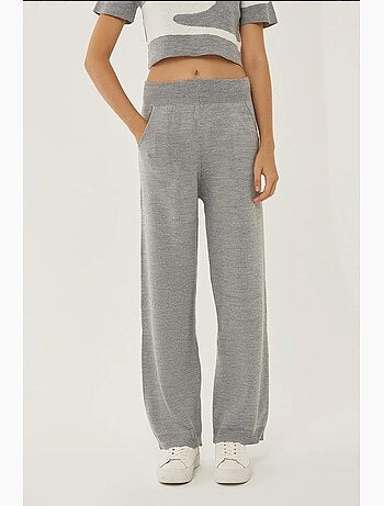 Pantalon en tricot taille haute à jambes larges hiccup