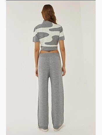 Pantalon en tricot taille haute à jambes larges hiccup