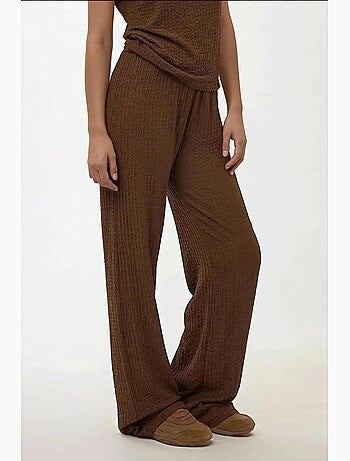 Pantalon en tricot texturé à jambe large et coupe décontractée hiccup