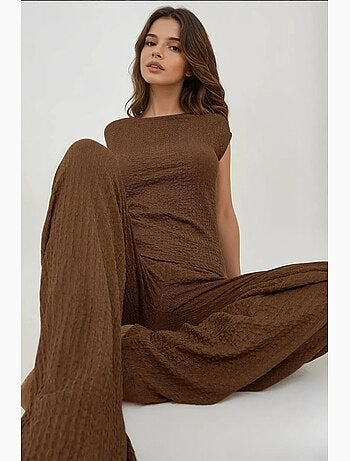 Pantalon en tricot texturé à jambe large et coupe décontractée hiccup