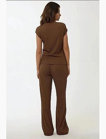 Pantalon en tricot texturé à jambe large et coupe décontractée hiccup
