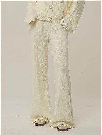 Pantalon en tricot texturé à jambes larges