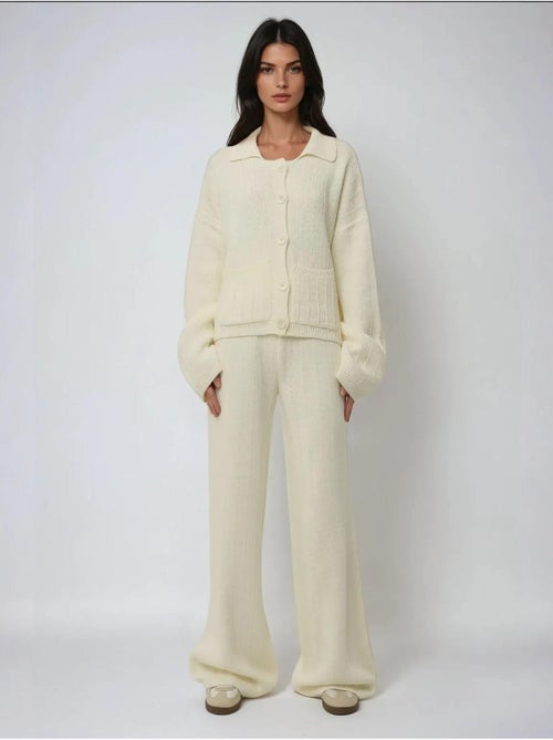 Pantalon en tricot texturé à jambes larges - Kiabi Pantalon en tricot texturé à jambes larges - Kiabi