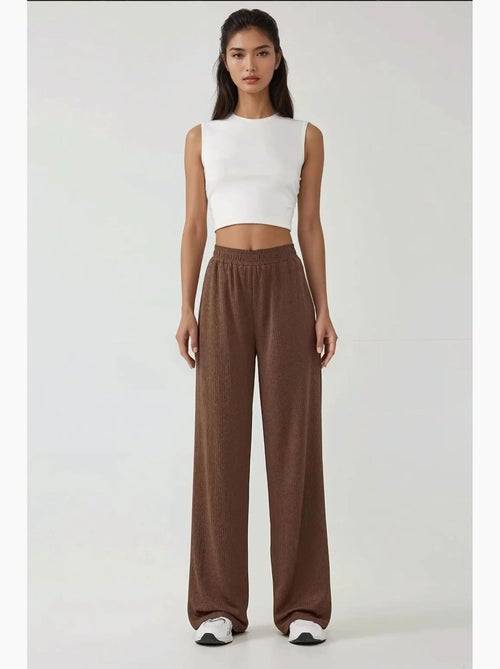 Pantalon en tricot texturé à jambes larges hiccup - Kiabi