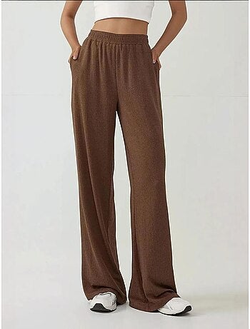 Pantalon en tricot texturé à jambes larges