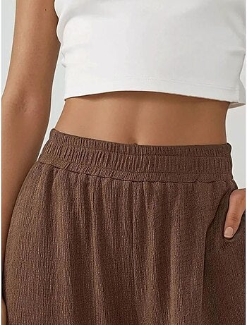 Pantalon en tricot texturé à jambes larges