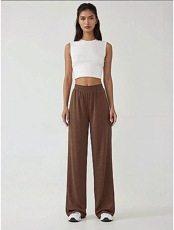 Pantalon en tricot texturé à jambes larges