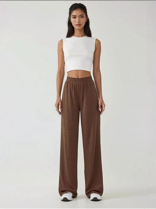 Pantalon en tricot texturé à jambes larges - Kiabi Pantalon en tricot texturé à jambes larges - Kiabi