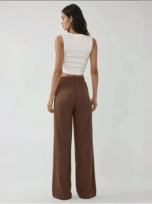 Pantalon en tricot texturé à jambes larges - Kiabi Pantalon en tricot texturé à jambes larges - Kiabi