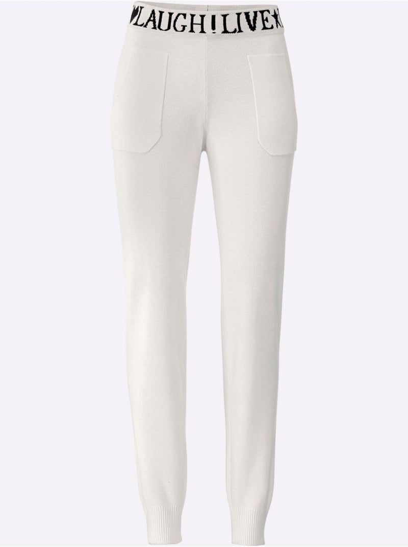 Pantalon En Tricot Tricot Fin Et Doux - Taille Standard - helline Ecru - Kiabi