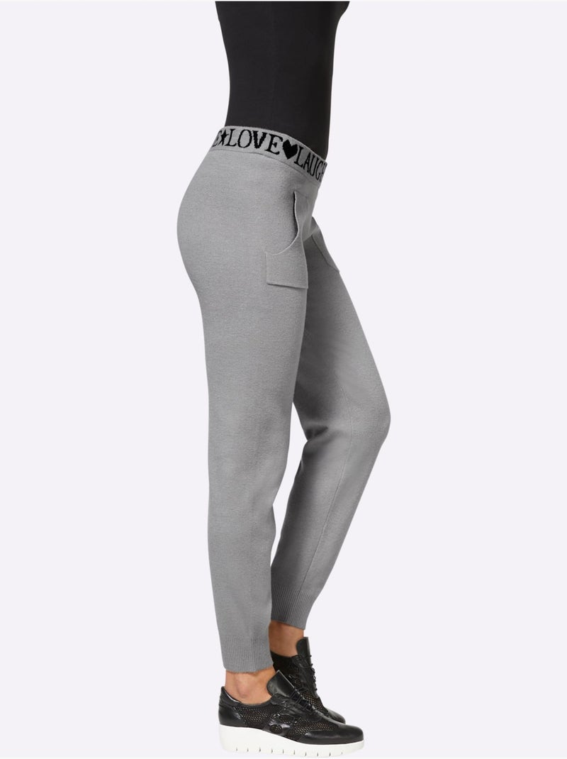 Pantalon En Tricot Tricot Fin Et Doux - Taille Standard - helline Gris chiné - Kiabi