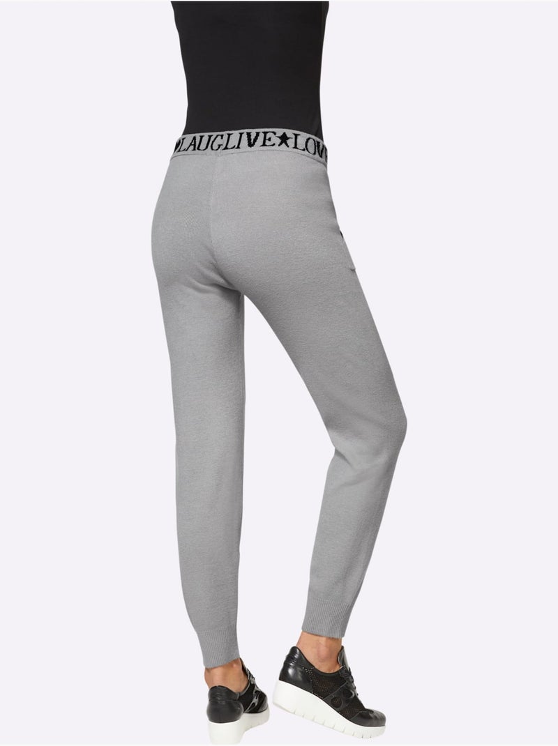 Pantalon En Tricot Tricot Fin Et Doux - Taille Standard - helline Gris chiné - Kiabi