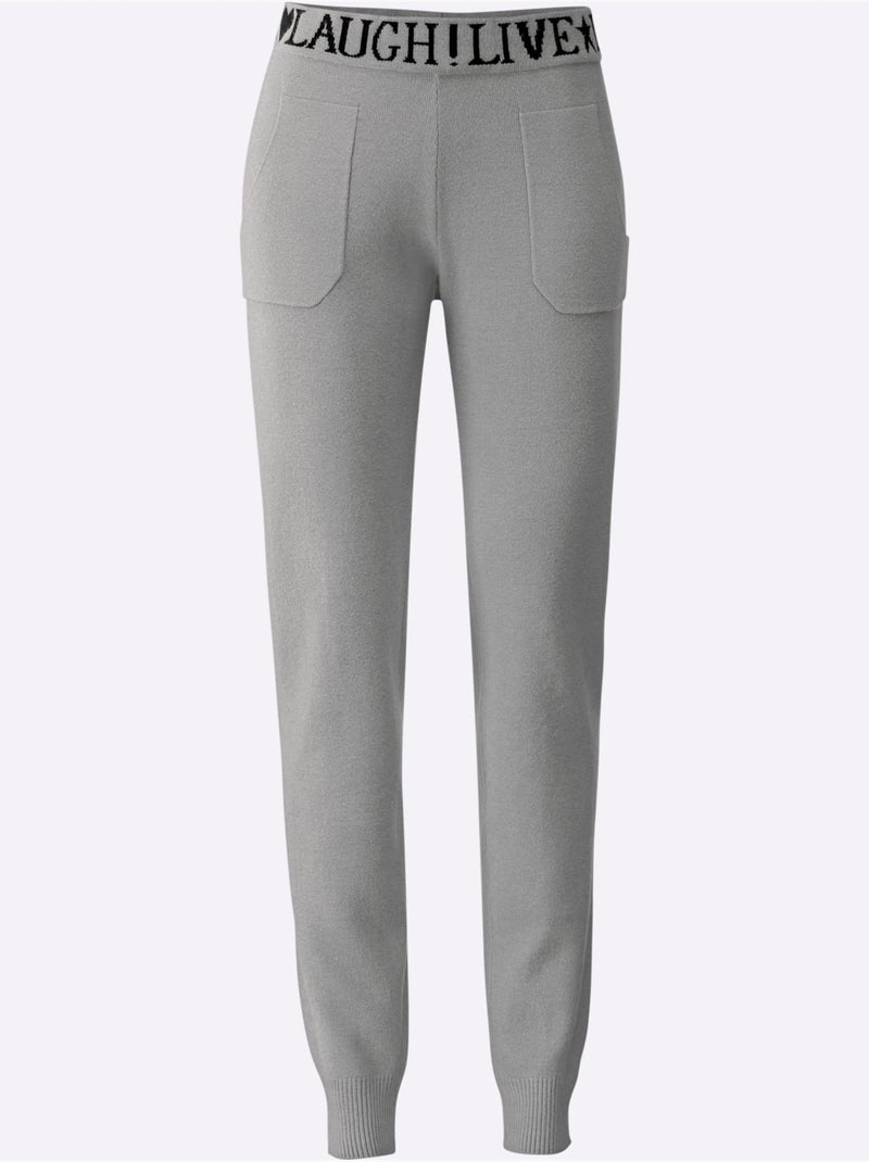 Pantalon En Tricot Tricot Fin Et Doux - Taille Standard - helline Gris chiné - Kiabi