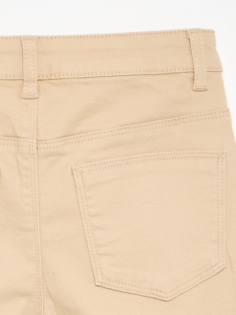 Pantalon en twill à taille ajustable Beige - Kiabi