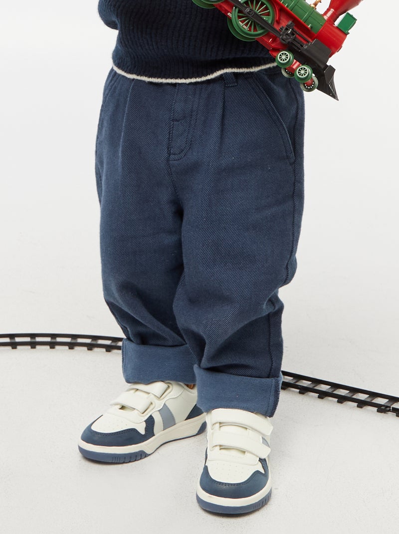 Pantalon en twill avec 2 vraies poches Bleu - Kiabi