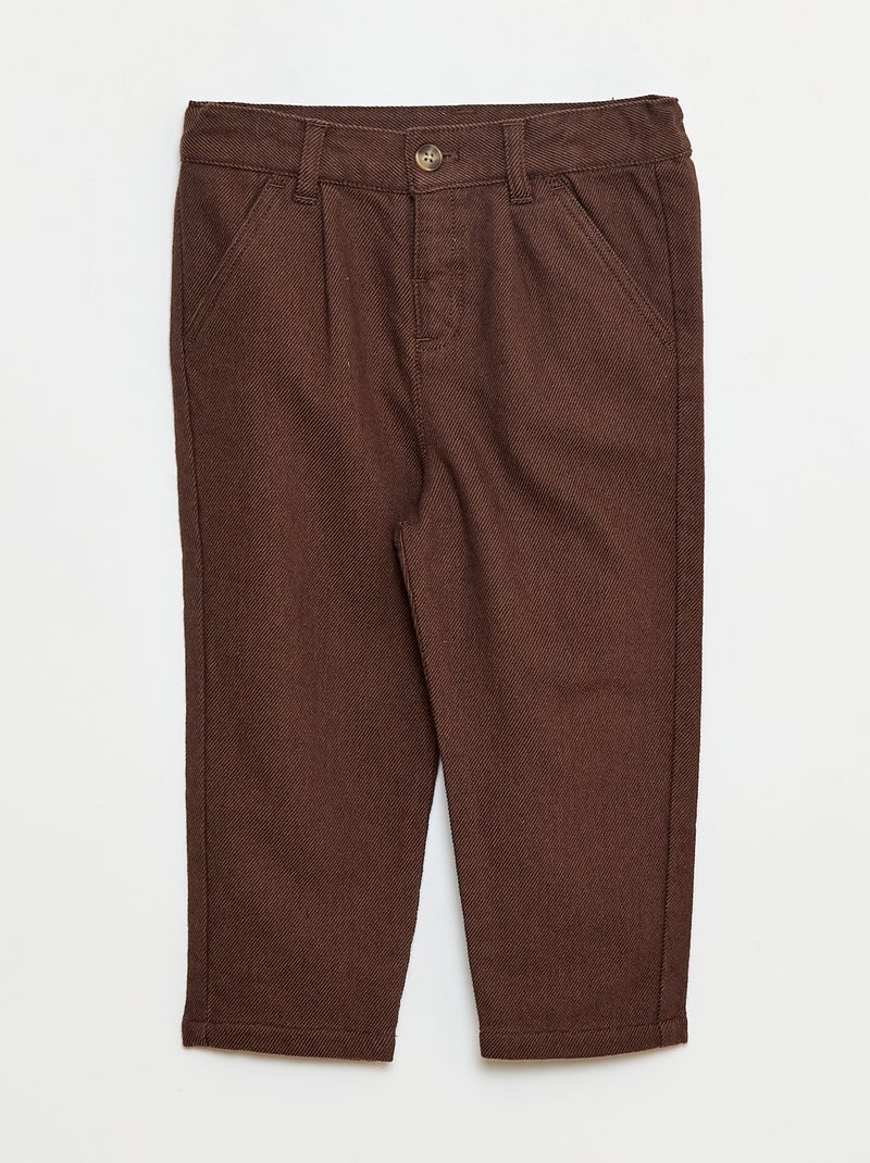 Pantalon en twill avec 2 vraies poches Marron - Kiabi