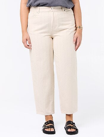 Pantalon en twill avec abrasions fantaisies verticales
