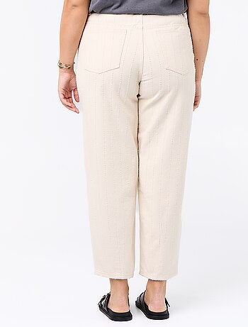 Pantalon en twill avec abrasions fantaisies verticales