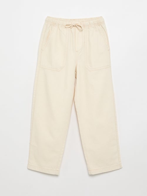 Pantalon en twill avec cordons de serrage - Kiabi