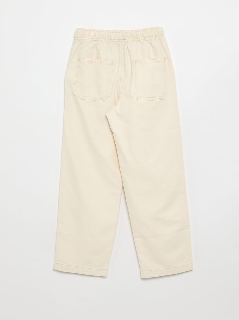 Pantalon en twill avec cordons de serrage Blanc - Kiabi