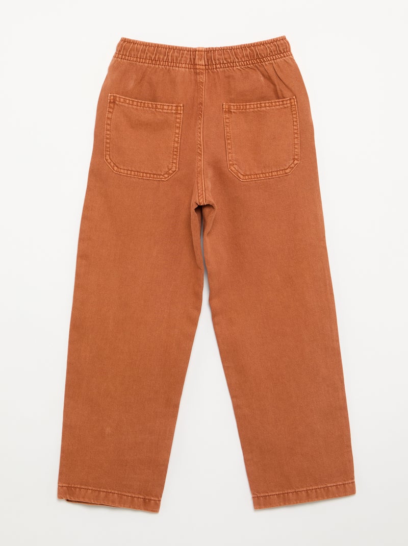 Pantalon en twill avec cordons de serrage Orange - Kiabi