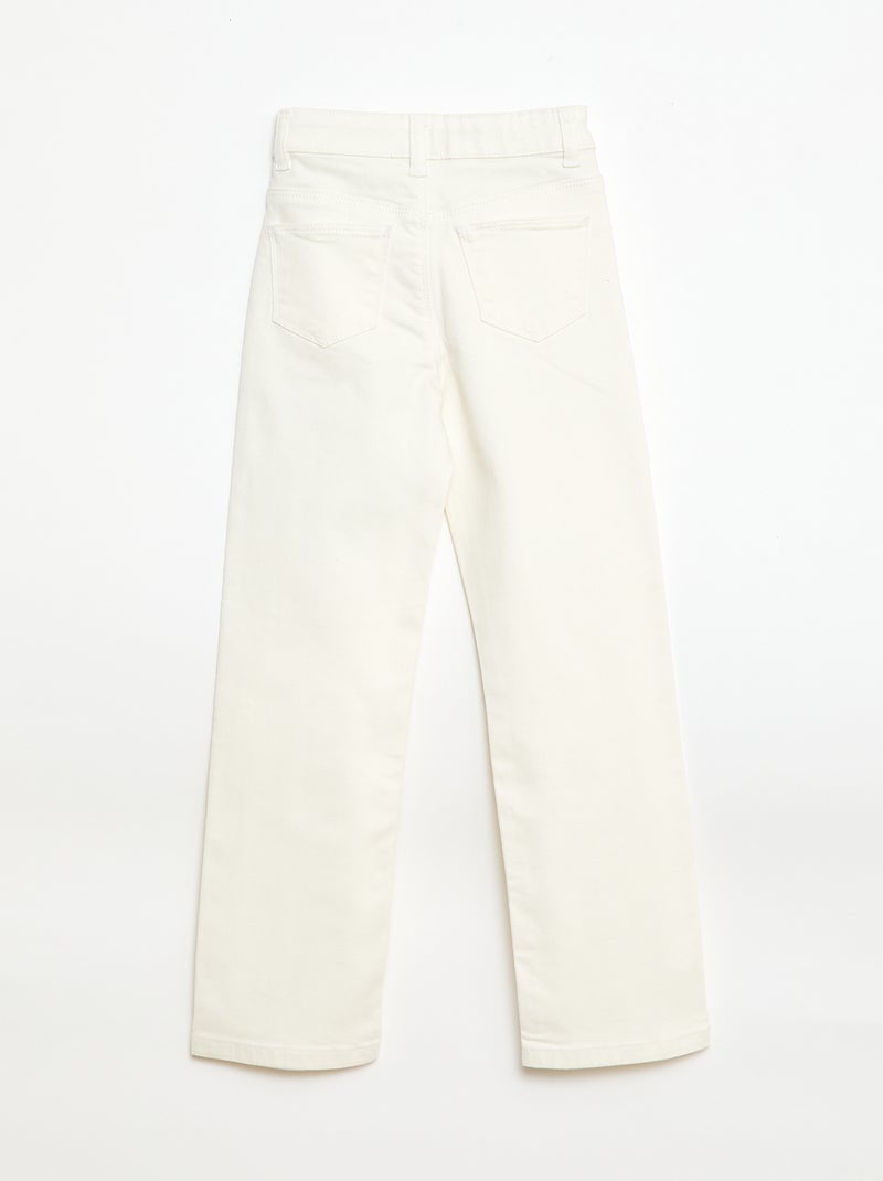 Pantalon en twill avec ouverture pressionnée - Blanc - Kiabi