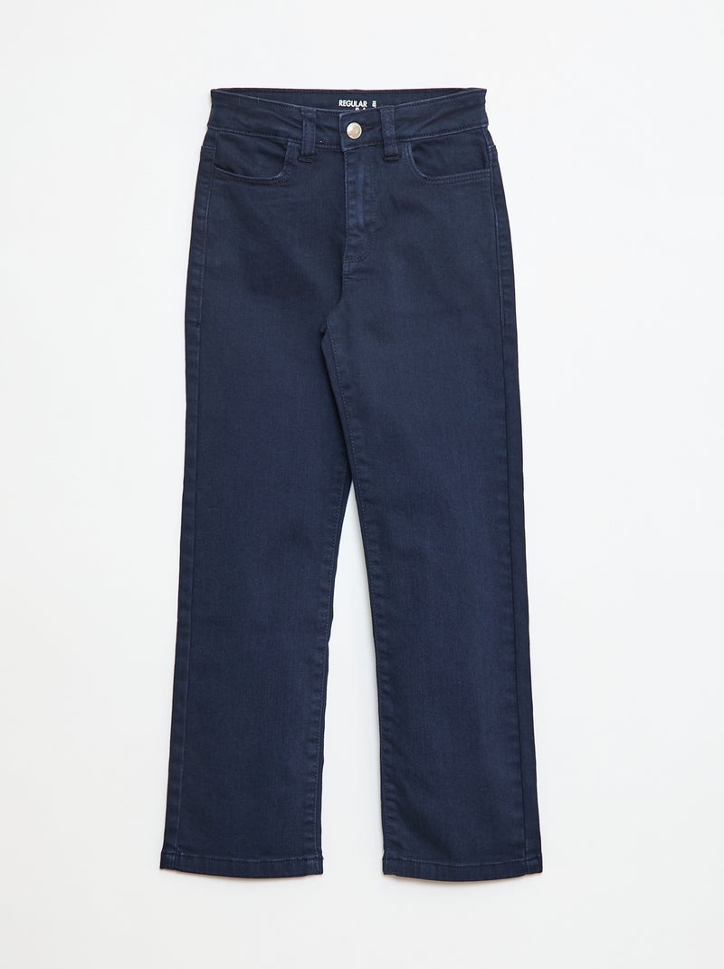 Pantalon en twill avec ouverture pressionnée - Bleu - Kiabi