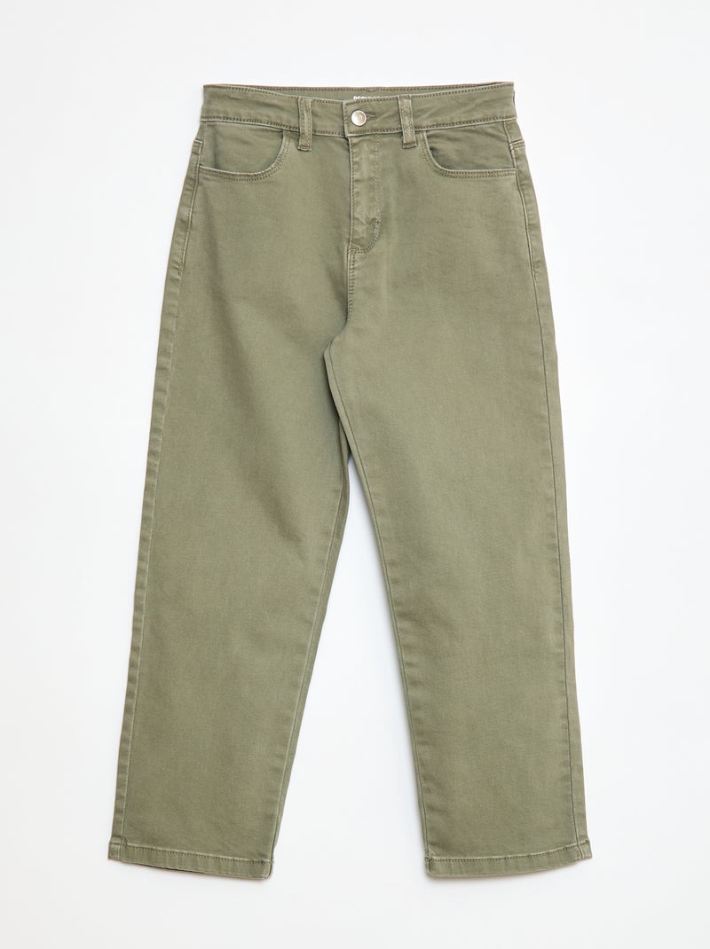 Pantalon en twill avec ouverture pressionnée - Coupe + confortable Vert - Kiabi
