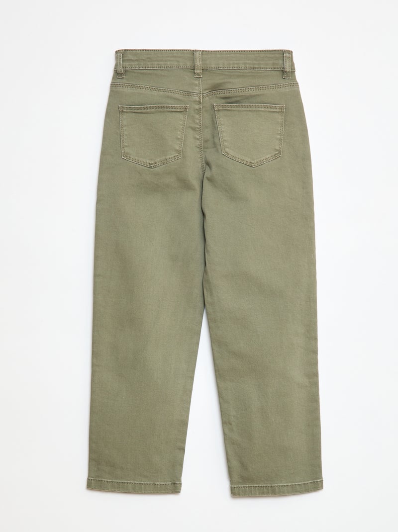 Pantalon en twill avec ouverture pressionnée - Coupe + confortable Vert - Kiabi
