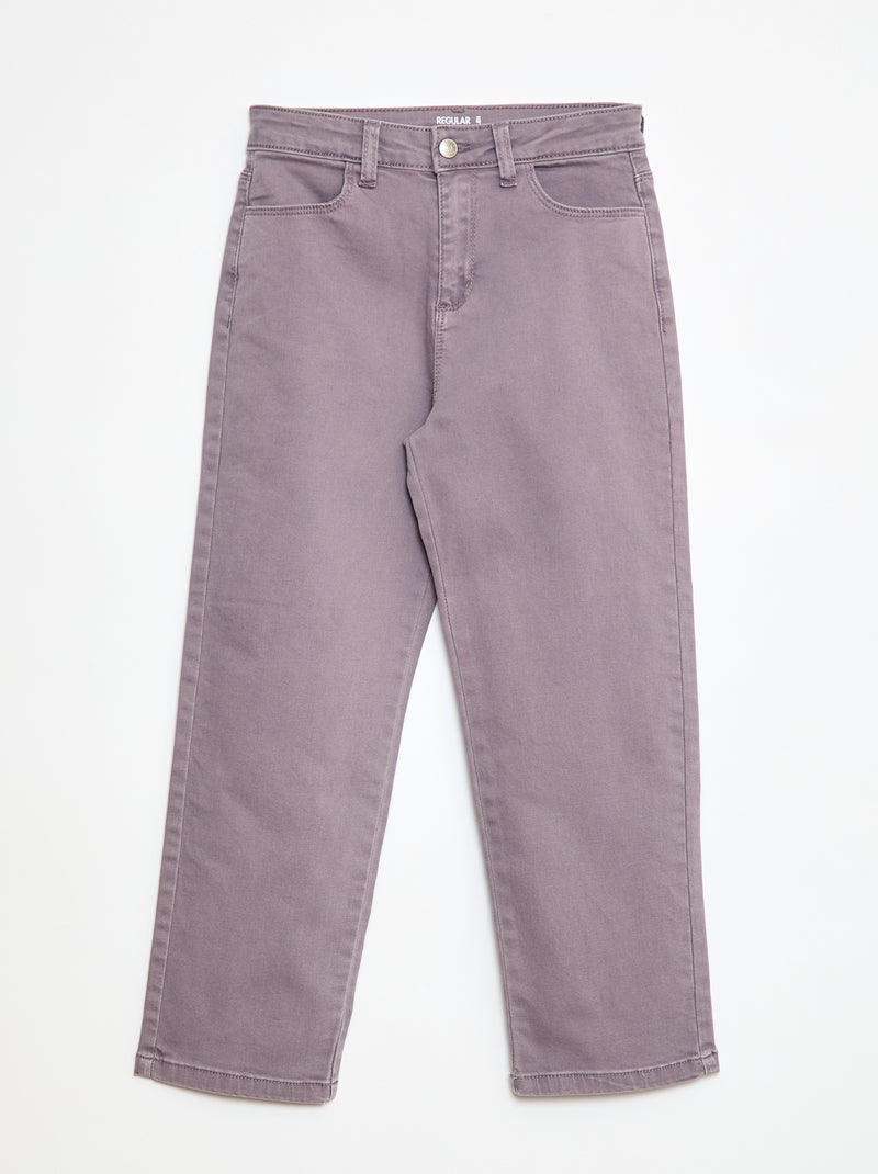 Pantalon en twill avec ouverture pressionnée - Coupe + confortable Violet - Kiabi