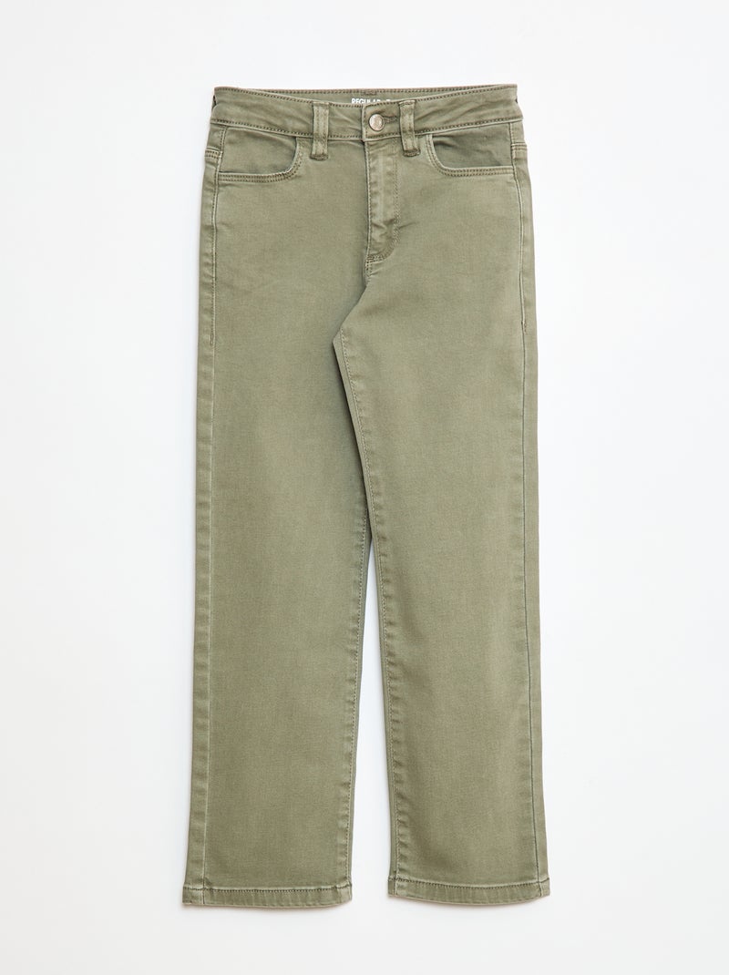 Pantalon en twill avec ouverture pressionnée - Vert - Kiabi
