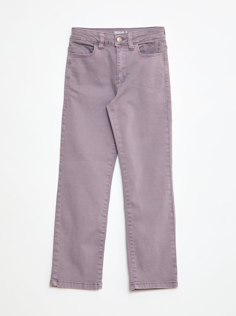 Pantalon en twill avec ouverture pressionnée - Violet - Kiabi