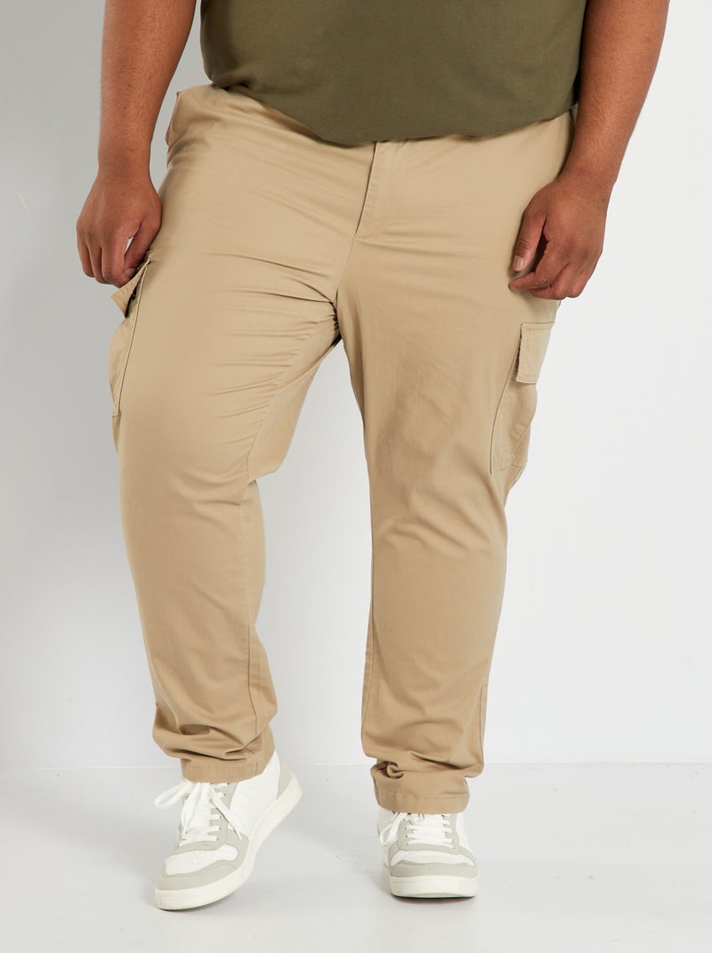 Pantalon en twill beige chiné - Kiabi