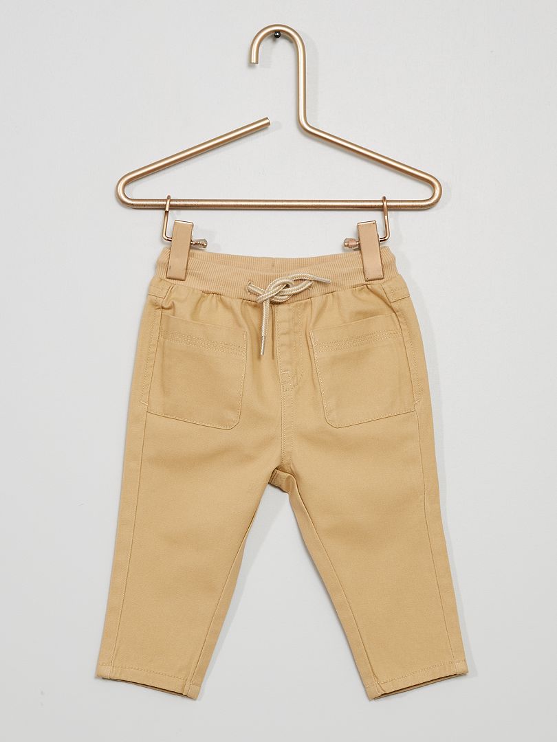 Pantalon en twill beige - Kiabi