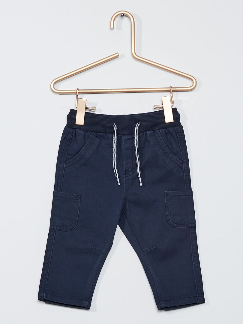 Pantalon en twill bleu marine - Kiabi