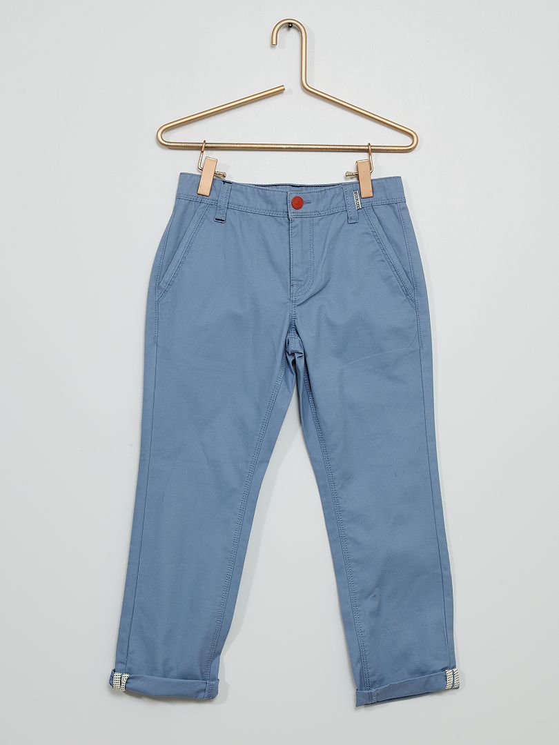 Pantalon en twill bleu - Kiabi