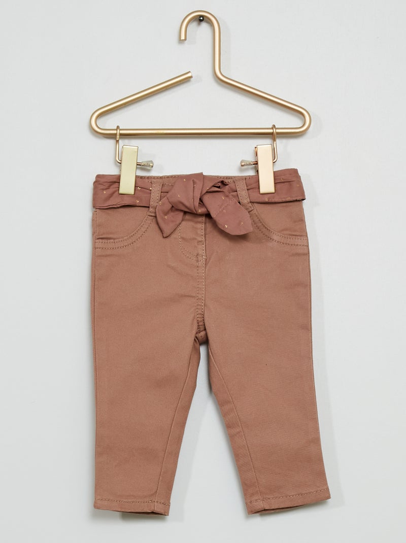 Pantalon en twill brun clair - Kiabi