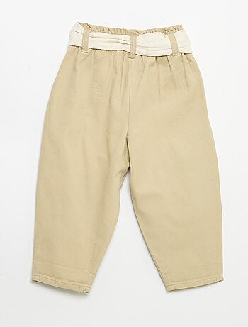 Pantalon en twill + ceinture à nouer