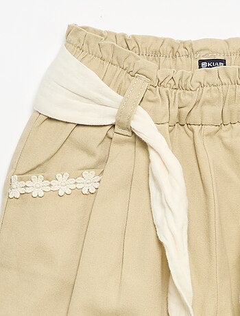 Pantalon en twill + ceinture à nouer