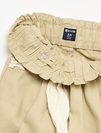 Pantalon en twill + ceinture à nouer