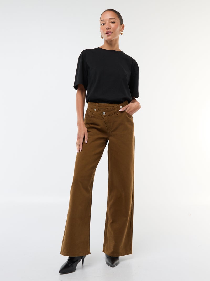 Pantalon en twill de coton avec ceinture décalée