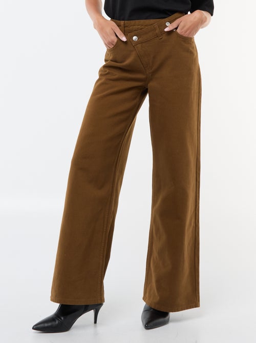 Pantalon en twill de coton avec ceinture décalée - Kiabi