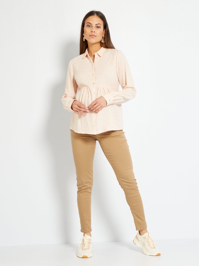 Pantalon en twill de grossesse Beige - Kiabi