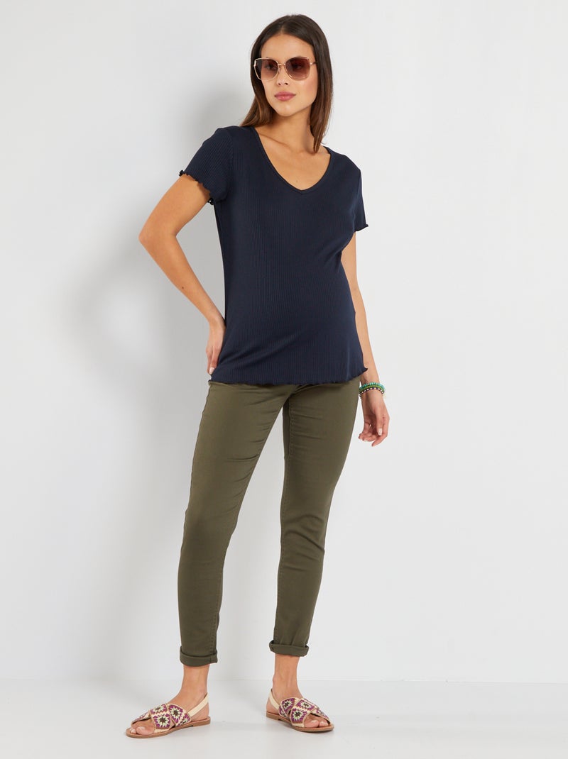 Pantalon en twill de grossesse Kaki - Kiabi