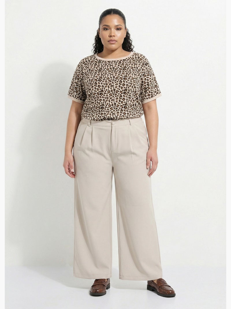 Pantalon en twill léger coupe large - AFIBEL Ecru - Kiabi