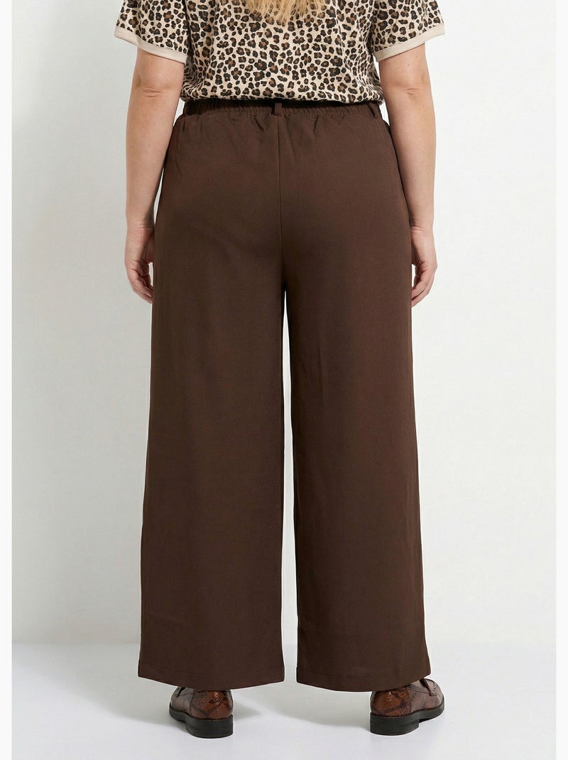 Pantalon en twill léger coupe large - afibel Marron chocolat - Kiabi
